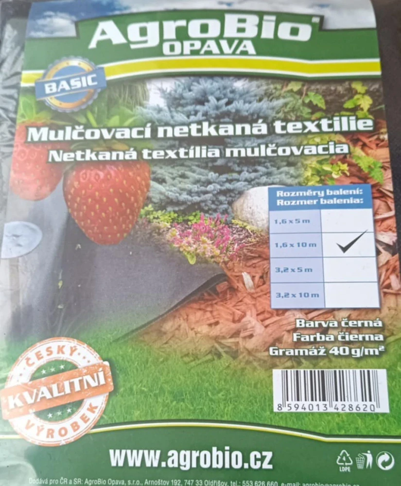 Mulčovací netkaná textilie 1,6x10m černá ABO