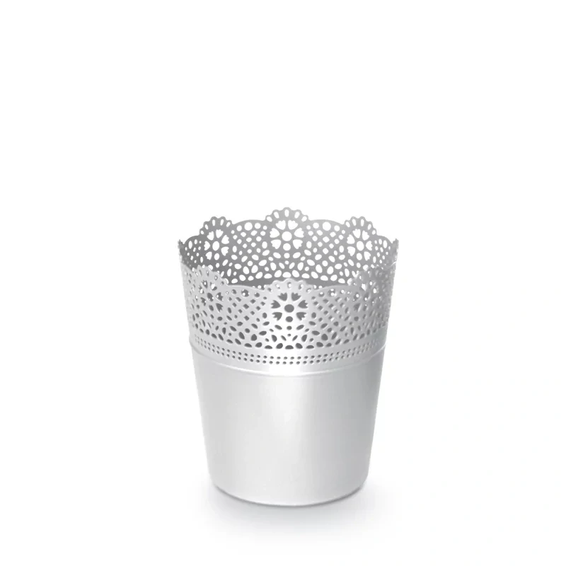 Květináč Lace s krajkou 18cm bílá