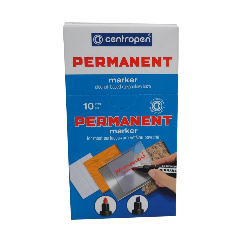 CENTROPEN značkovač permanentní, 8566/1, černý, stopa 2,5mm, sada 10 ks