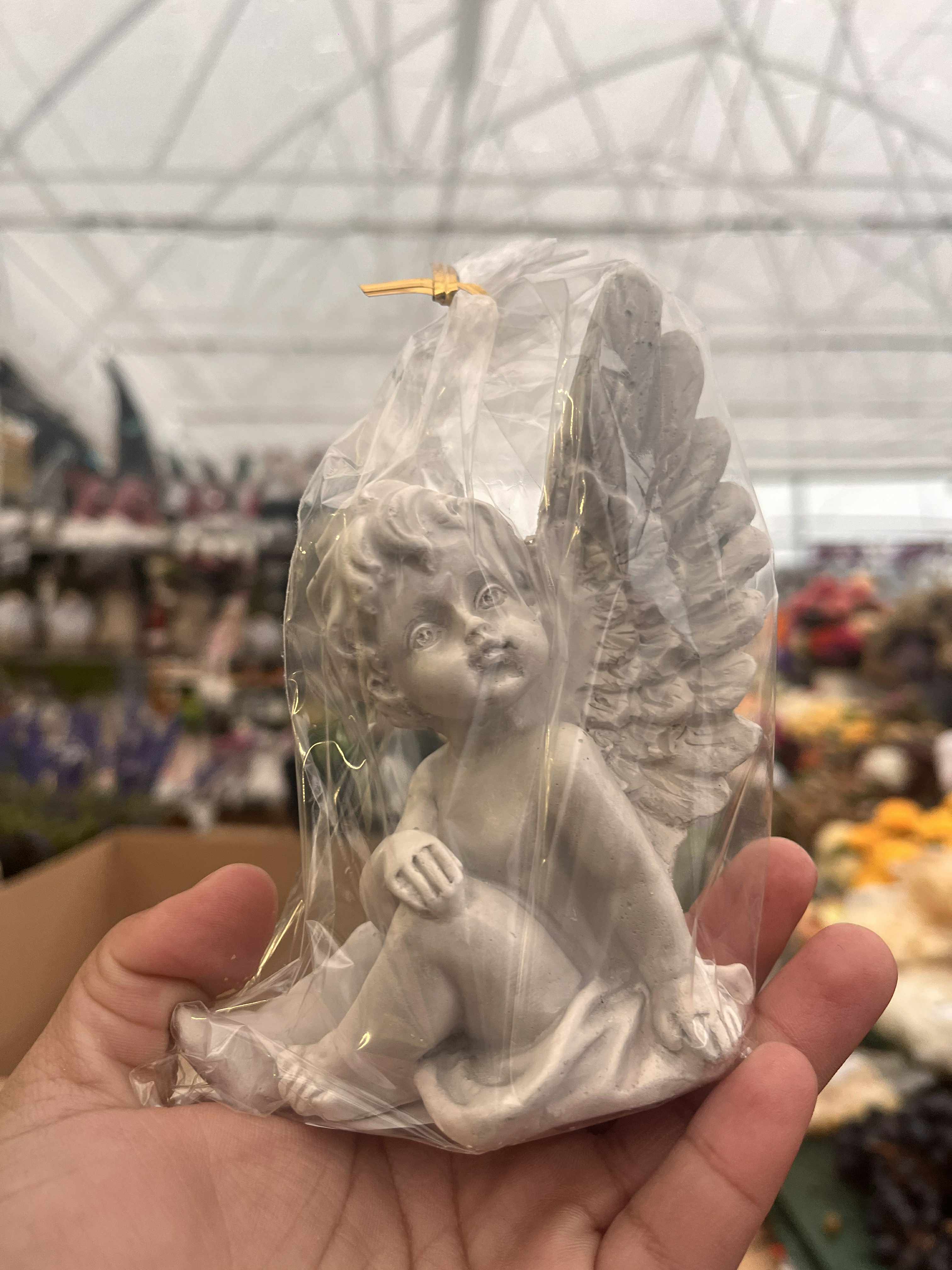 Andělíček - sádrová figurka v.13cm šedý