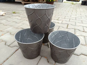 Obal na květináč plech 15cm kulatý šedý