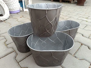 Obal na květináč plech ovál 24 cm šedý