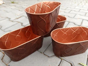 Obal na květináč plech ovál 22 cm meď