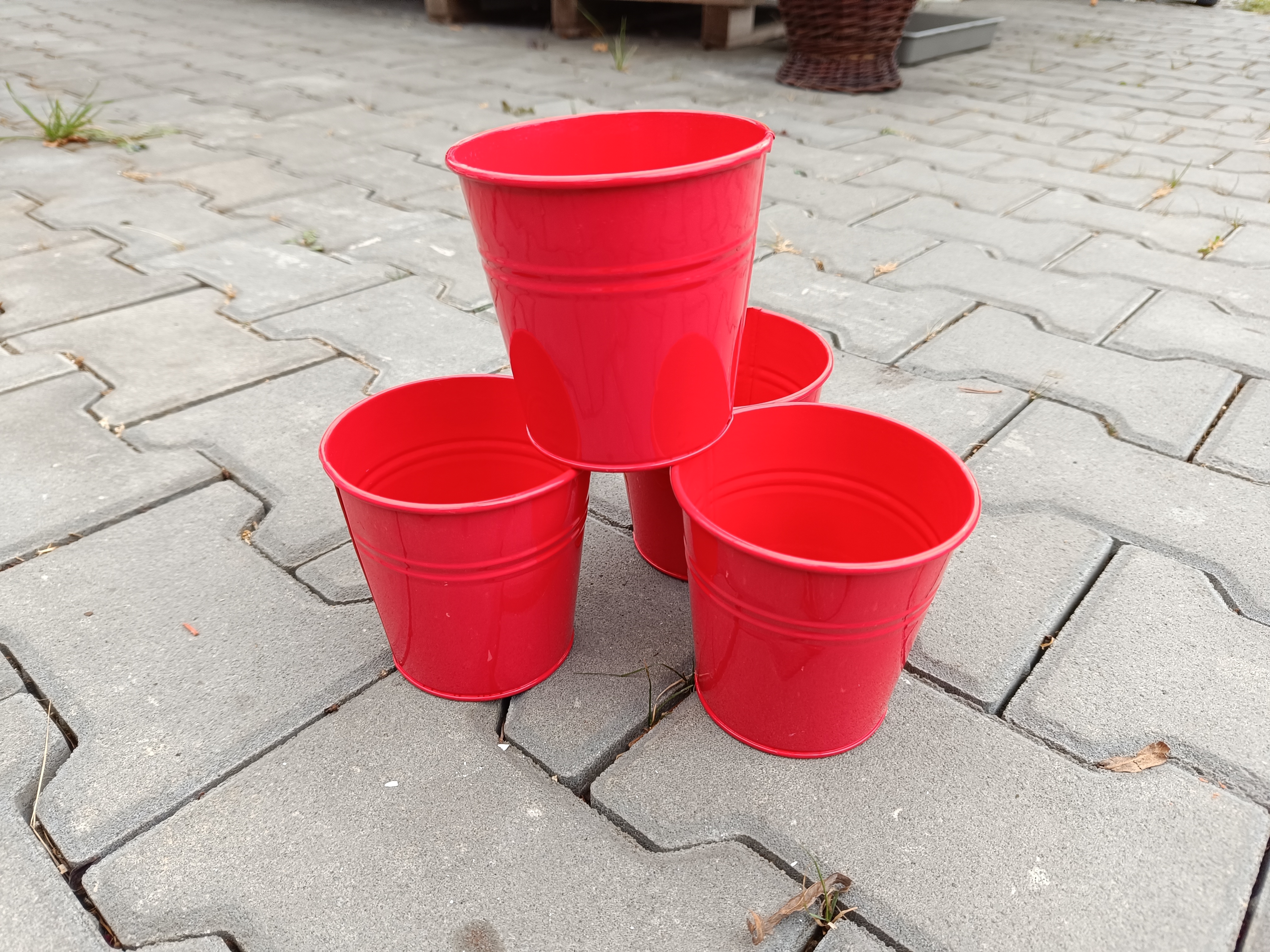 Obal na květináč plech červený 11cm kulatý