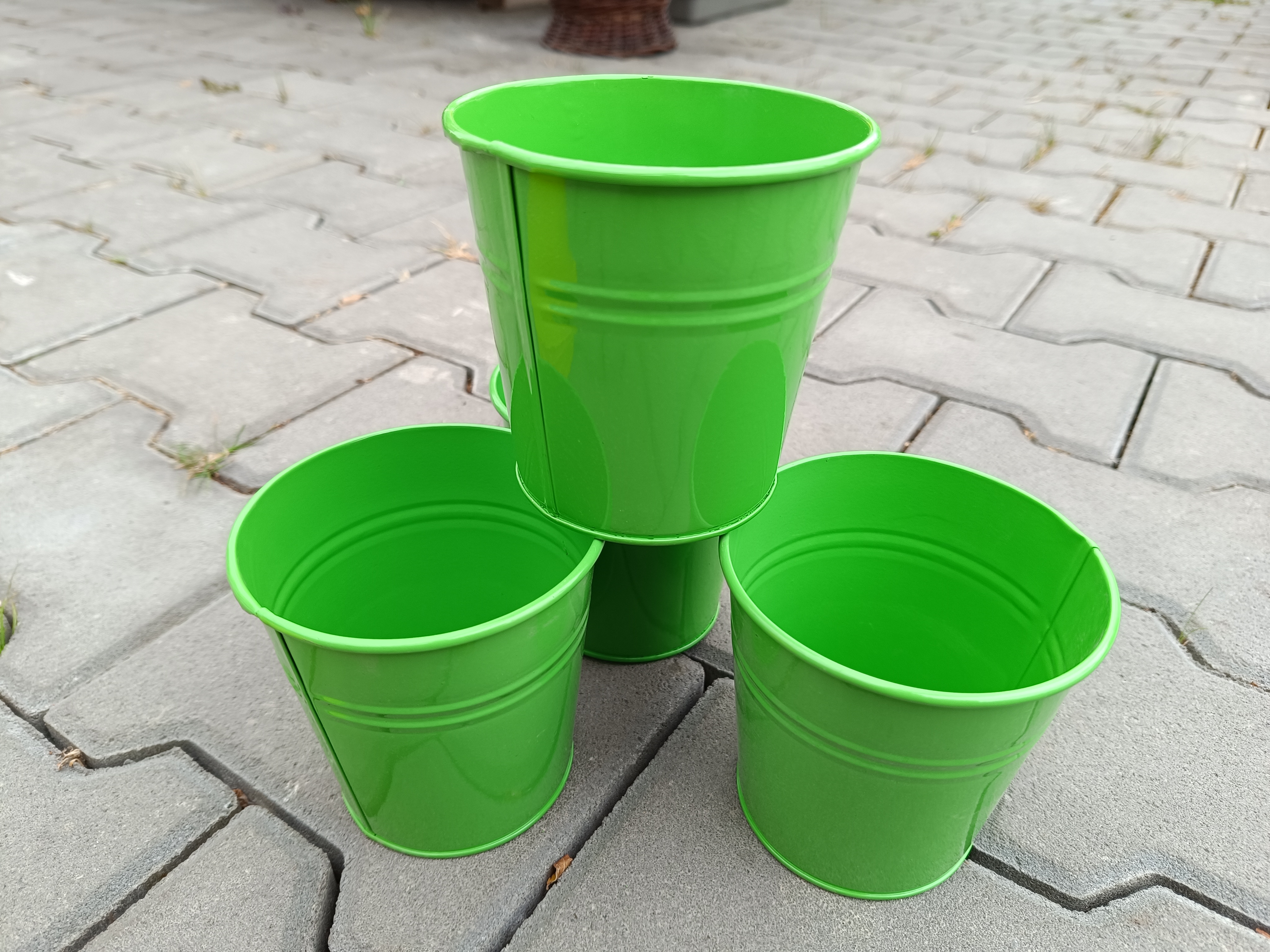 Obal na květináč plech zelený 11cm kulatý