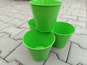 Obal na květináč plech zelený 14cm kulatý