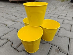 Obal na květináč plech žlutý 14cm kulatý