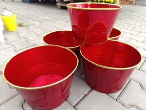 Obal na květináč plech červený 26cm kulatý