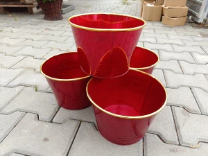 Obal na květináč plech červený 20cm kulatý