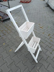 Dřevěný stojan na dva truhlíky bílý 36x61x104cm