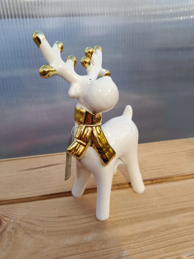 Keramická figurka - sob bílo-zlatý- 17cm