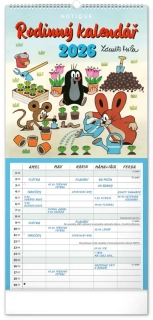 NOTIQUE Nástěnný kalendář Rodinný plánovací Krteček 2026, 21 x 42 cm