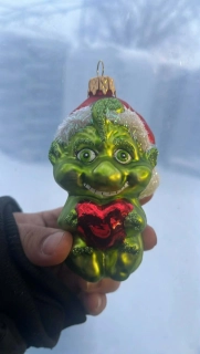 Vánoční baňka skleněná - Grinch 
