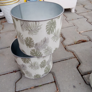 Obal na květináč plech 16cm kulatý list rovný