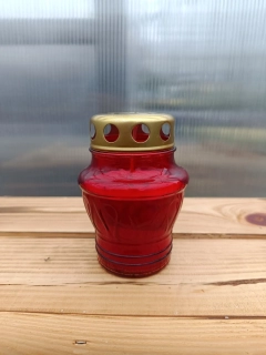 Svíce hřbitovní skleněná - červená - 11cm
