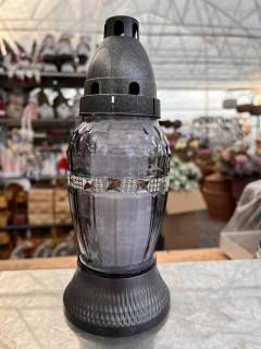 Svícen hřbitovní - Z319 23cm sklo/plast