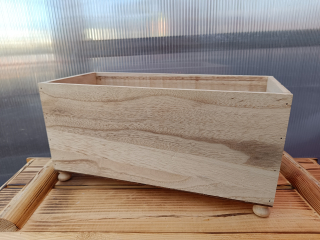 Dřevěný dekorační truhlík přírodní - obdelník na nožkách 14x33cm