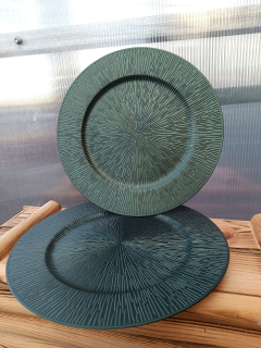 Dekorační talíř kulatý tm. zelený - plast 33cm