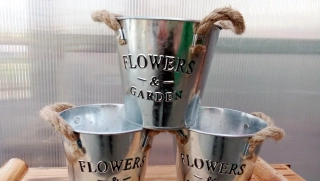 Dekorativní kyblík - plech 13cm Flowers&Gardens - přírodní