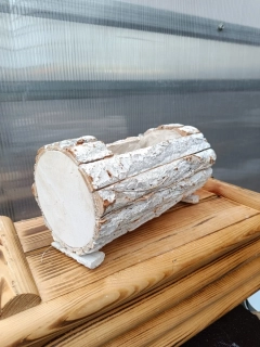 Dřevěný dekorační truhlík Kůra bílý 27x14cm