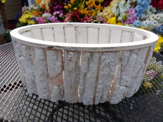Dřevěný dekorační truhlík Kůra bílý ovál 30x18cm