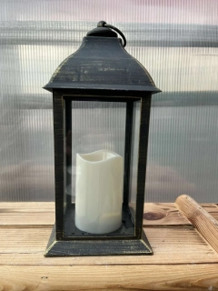 Plastová lampa 14x30cm umělý plamen - zlatá