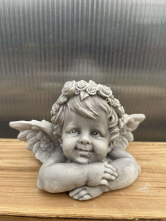 Andělíček - sádrová figurka v.10cm šedá