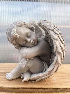 Andělíček - sádrová figurka v.11cm šedá