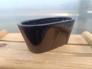 Květináč keramický - černý - oválný 21cm