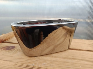 Květináč keramický ovalný - stříbrný lesklý - 21cm