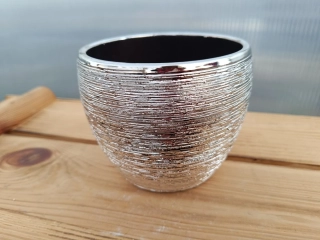 Květináč keramický - stříbrný 11cm