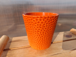 Květináč keramický - Barcelona oranžový - 14x13cm