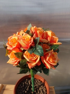 Plastová kytice - růže oranžová 50cm