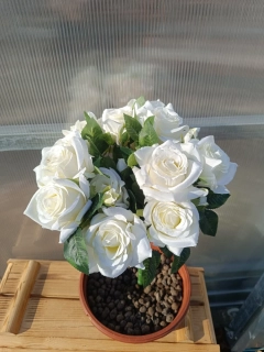 Plastová kytice - růže bílá 50cm