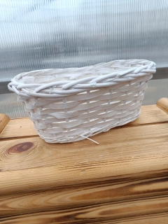 Proutěný květináč bílý 27x16x12cm