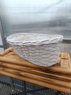 Proutěný květináč bílý 40x24x15cm