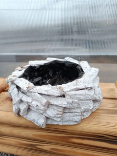 Dřevěný dekorační květináč- bílý 28x8.5cm