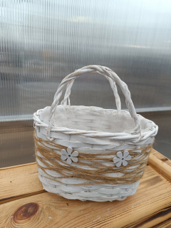 Proutěný košík bílý 23x17x24cm