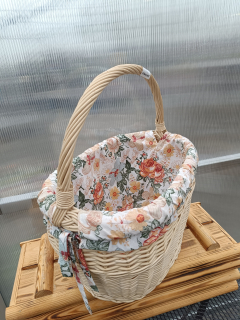 Proutěný dekorační košík obalený květinovou látkou -40x27x44cm