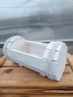 Dřevěný dekorační truhlík - bílý 29x14cm