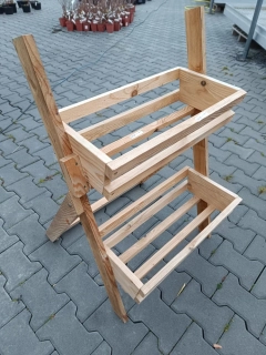 Dřevěný stojan na dva truhlíky přírodní 61x 55x91cm