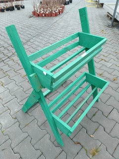Dřevěný stojan na dva truhlíky zelený 61x 55x91cm