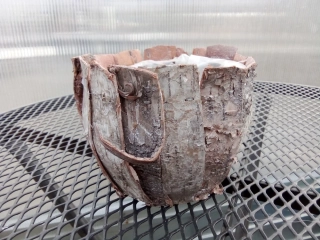 Dřevěný dekorační květináč - bílý 12x10cm