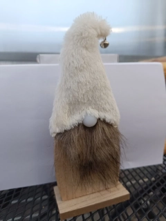 Dřevěný skřítek na baterky bílý - 25cm