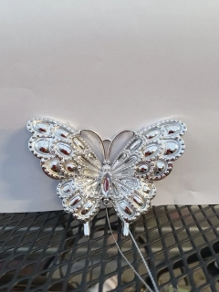 Dekorace - k zavěšení - Motýl stříbrný - 9cm