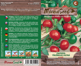 Paprika roční třešňová ostrá Korál - osivo