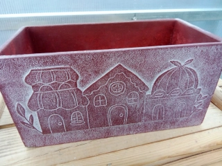 Keramický květináč s vánočním motivem červený 27cm