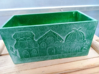 Keramický květináč s vánočním motivem zelený 27cm