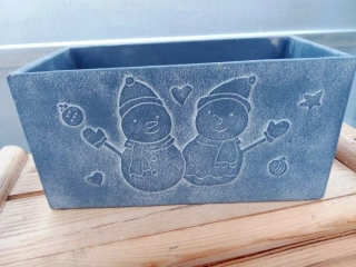 Keramický květináč s vánočním motivem modrý 27cm
