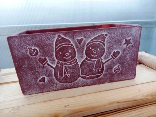 Keramický květináč s vánočním motivem červený 22cm